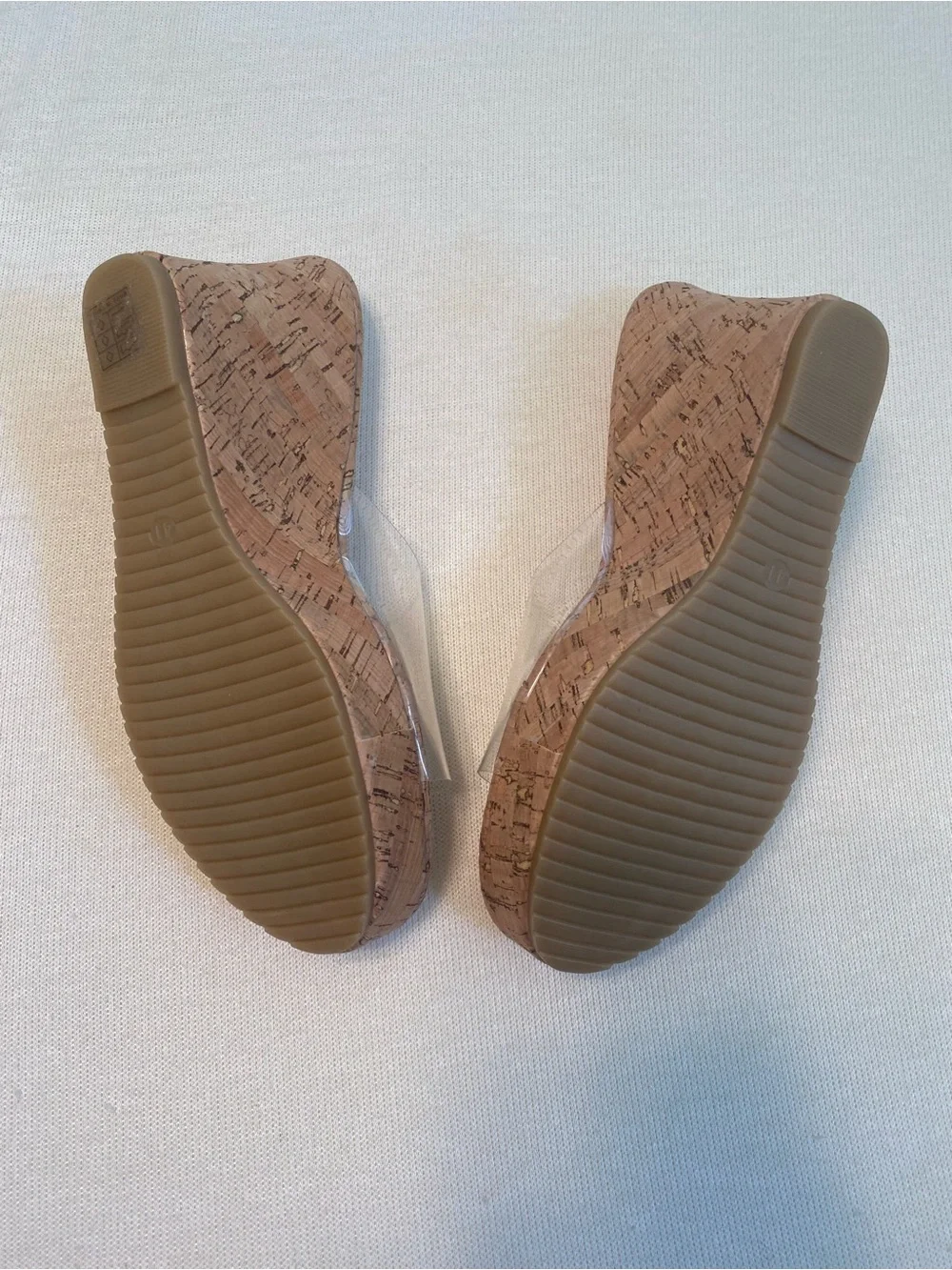 Clear Strap Cork Wedge Slide Sandals - Neutral (NEVER WORN)